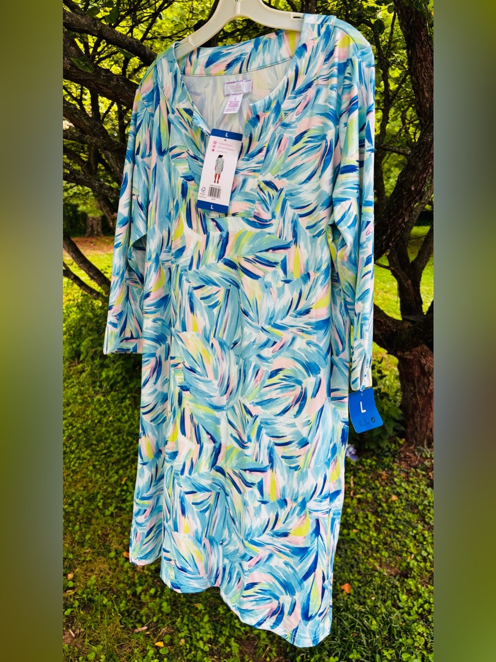 NEW Light Blue Tropical Print Stella Parker Shift